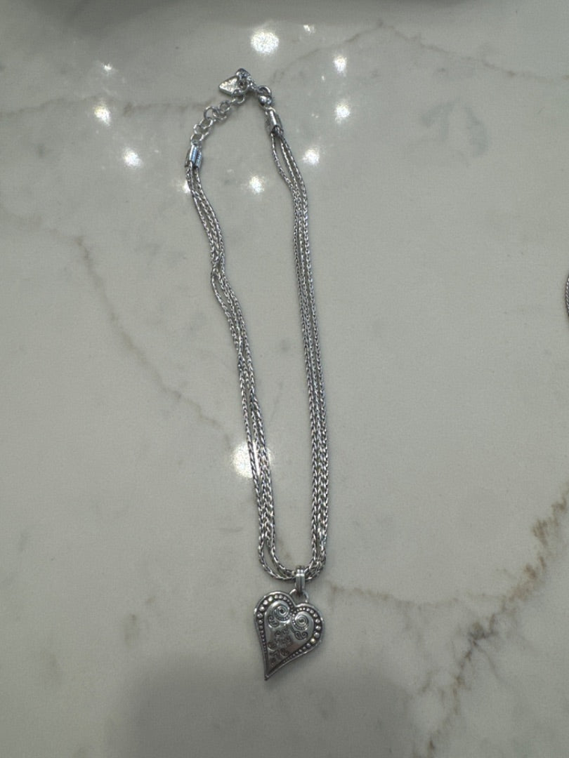 Brighton Heart necklace, Silver, One Size, Used - Good