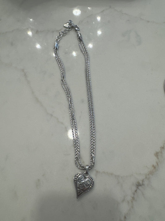 Brighton Heart necklace, Silver, One Size, Used - Good