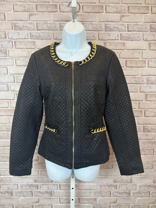 Frank Lyman Faux leather Jacket, Black/gold, Small, Used - Excellent