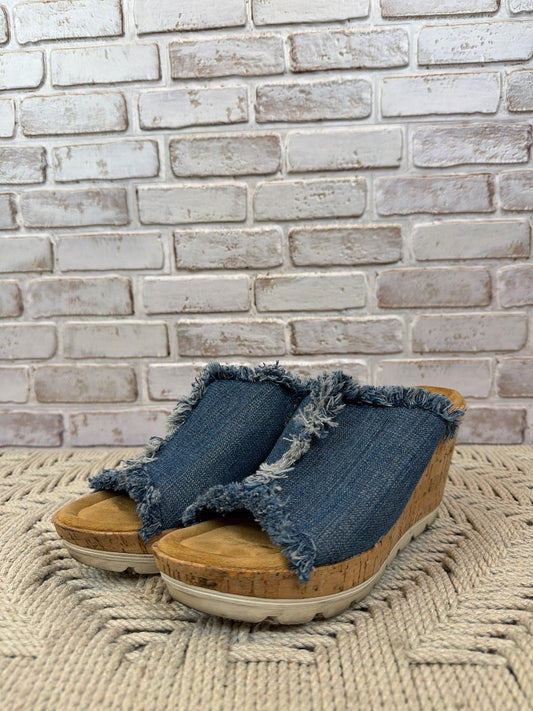 Minnetonka Wedges, Denim, 9, Used - Good