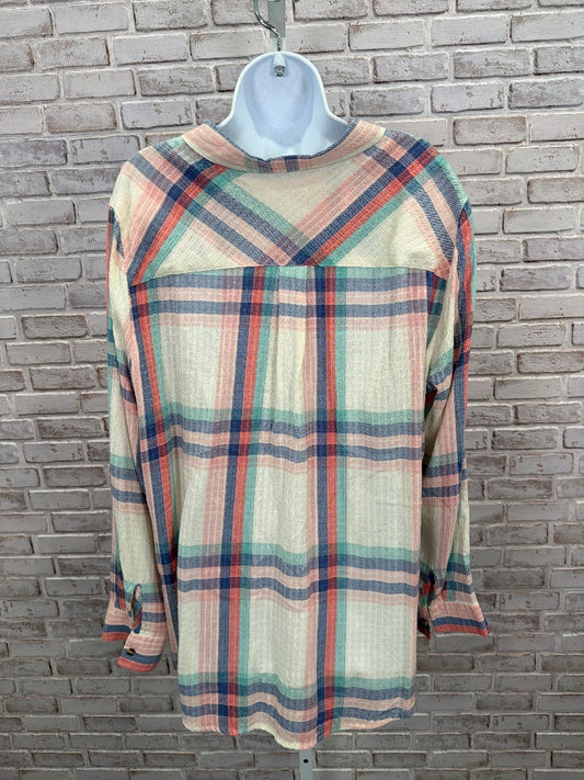 Grace & Lace Shirt, multi plaid, Large, Used - Good