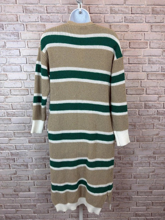 Krush Kandy Boutique Top - Cardigan – Krush Kandy Boutique Sweater Cardigan, Beige/green stripes, Small, New With Tags