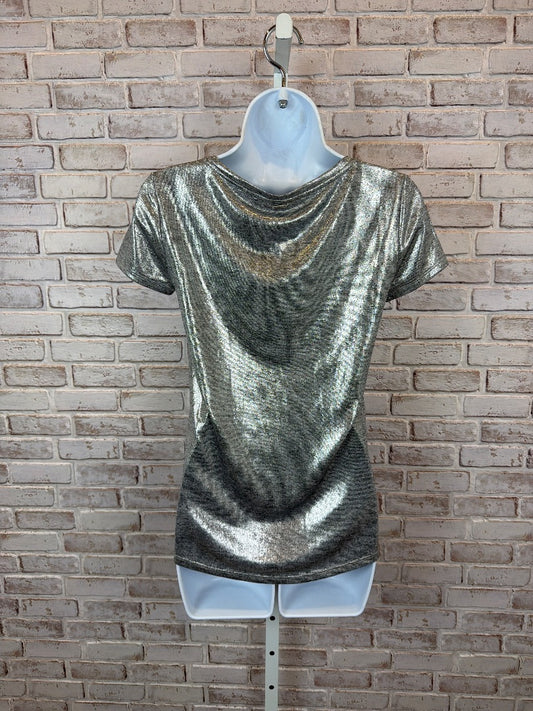 White House Black Market Tee shirt, Silver, XXS, New With Tags