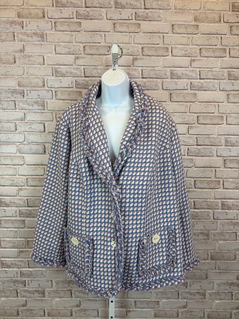 Jessica London Blazer, White/purple/blue, 22W, Used - Good