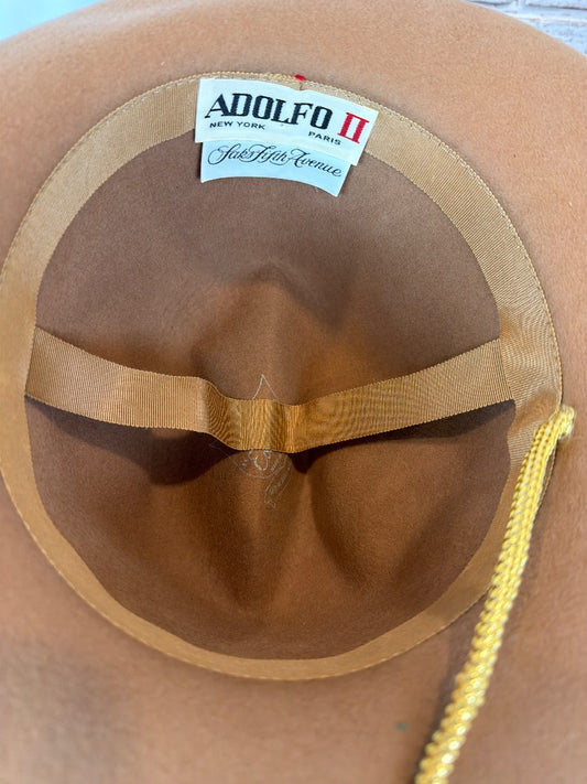 Adolfo Hat, Tan/gold, One Size, Used - Excellent
