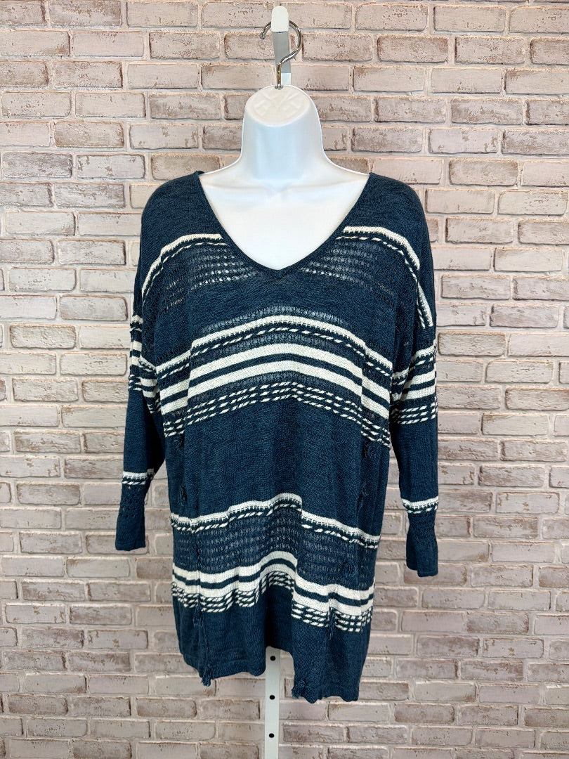 August Silk Sweater, blue/white, Large, Used - Good