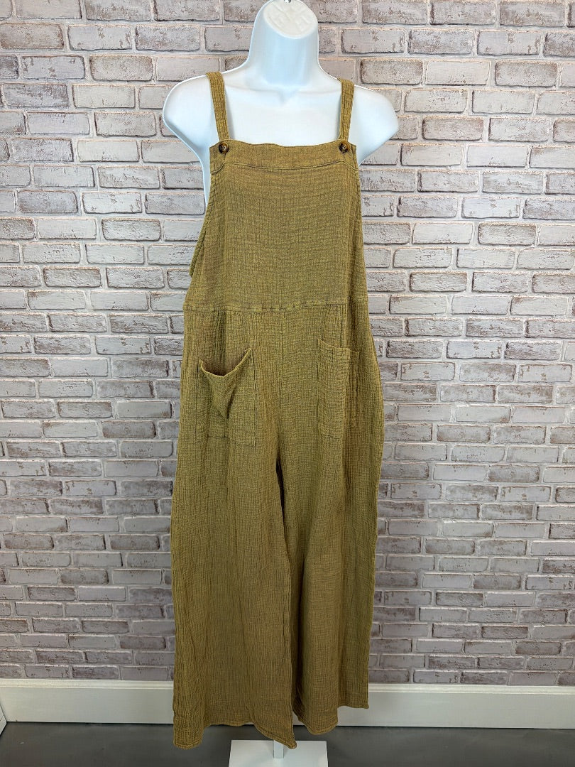 Heyson Linen Overalls, Yellow/beige, Medium, New With Tags
