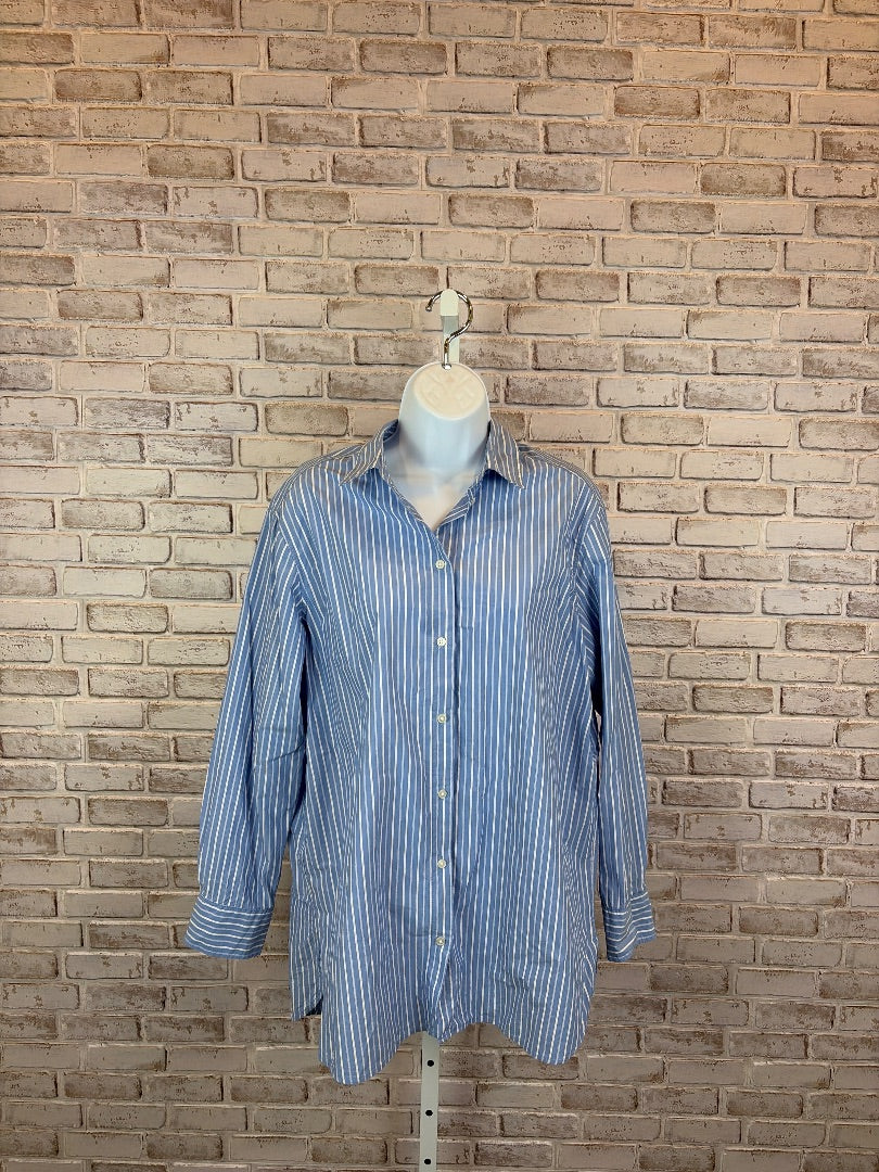 H&M Shirt, Blue/white stripes, Small, Used - Good