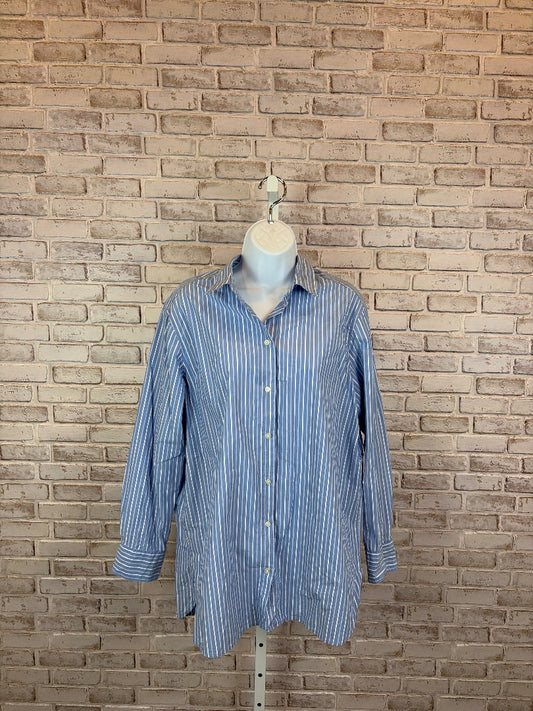 H&M Shirt, Blue/white stripes, Small, Used - Good
