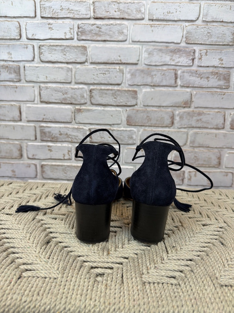 Aquazzura Firenze Suede Tassel Heels, Navy, 39.5, Used - Good
