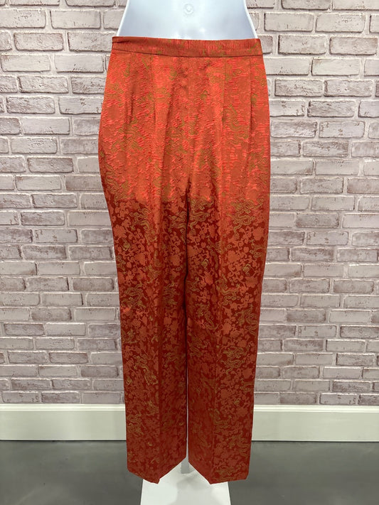 Various Silk Pants, Orange red multi, Medium, Used - Good