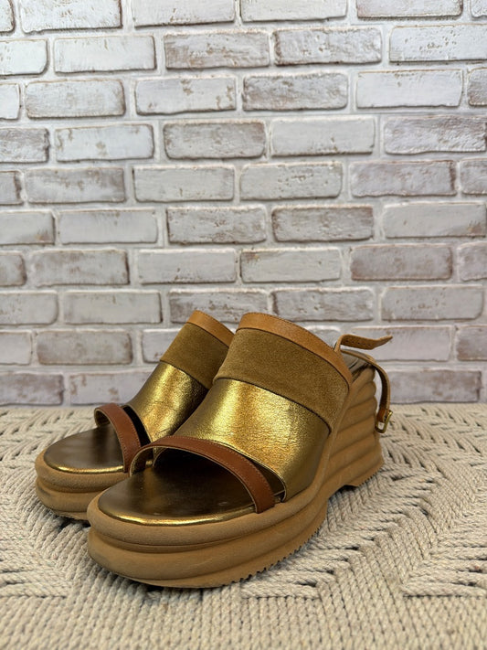 Dries Van Noten Leather Slingback Sandals, Gold multi, 39, Used - Good