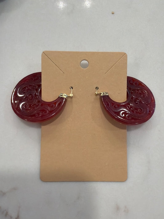 Various earrings, red, One Size
