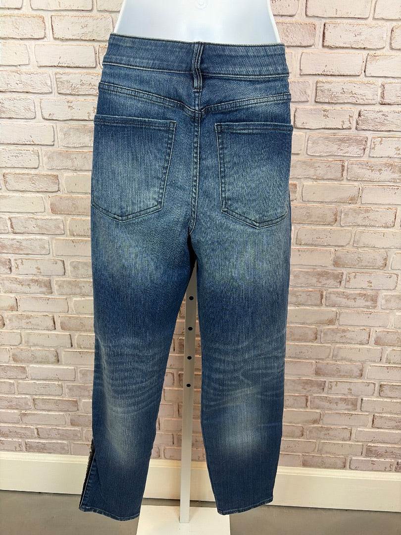 White House Black Market Embroidered Skinny Ankle Jeans, Denim, 4, Used - Excellent