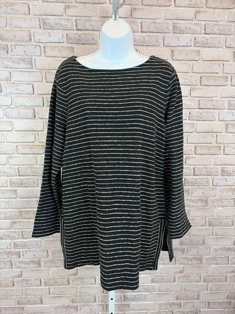 J.Jill Sweater, Black/white stripes, XL, Used - Good