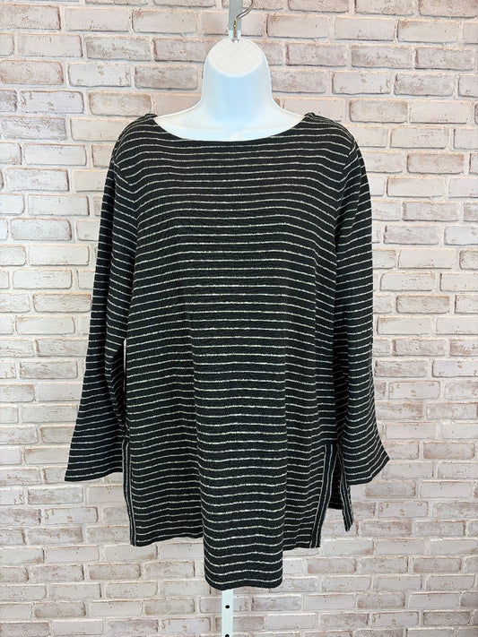 J.Jill Sweater, Black/white stripes, XL, Used - Good