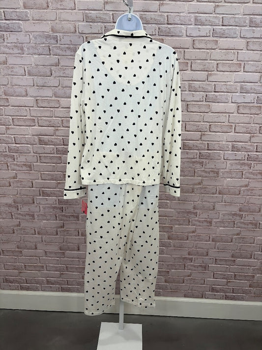 Kate Spade Matching Sleep Set, White/black hearts, Large, New With Tags