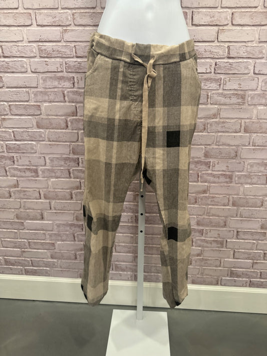 Venti 6 Pants, Beige/black plaid, Small, Used - Good
