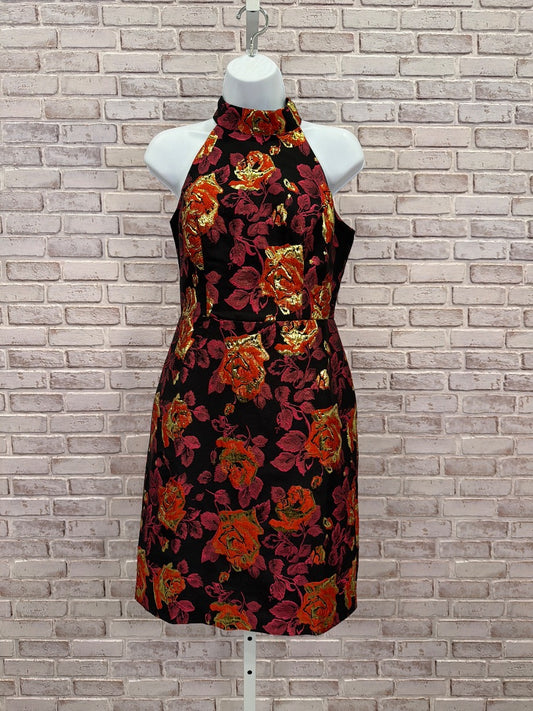 Boston Proper Dress, black/red floral, 4, New With Tags