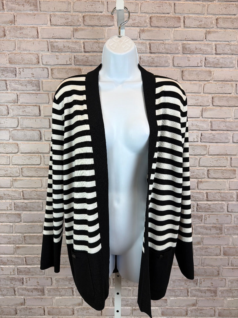 Anne Klein Cardigan, Black/White, Large, Used - Excellent