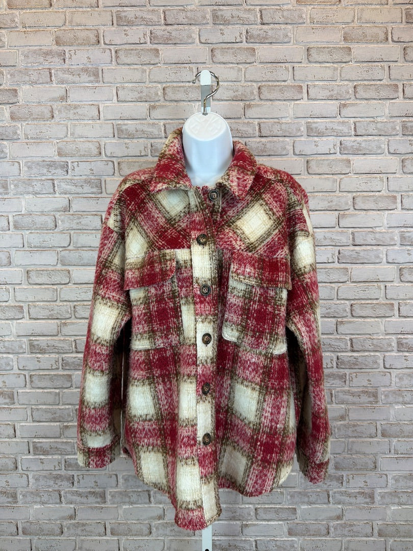 LA Hearts Jacket, red plaid, Medium, Used - Good