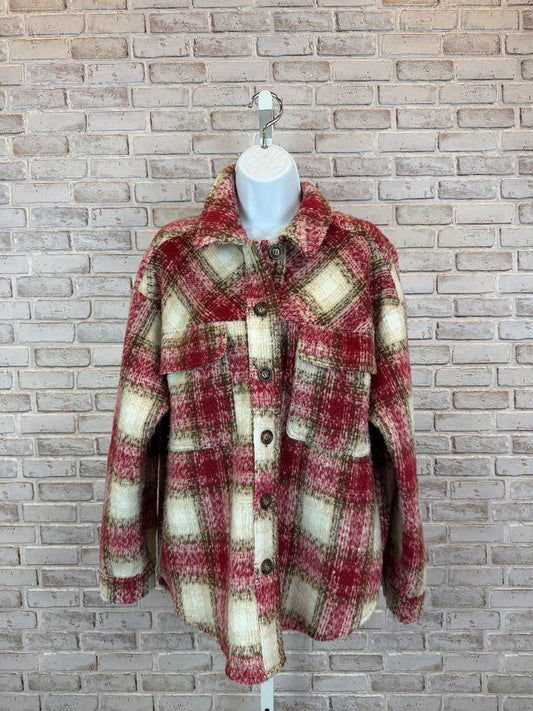 LA Hearts Jacket, red plaid, Medium, Used - Good