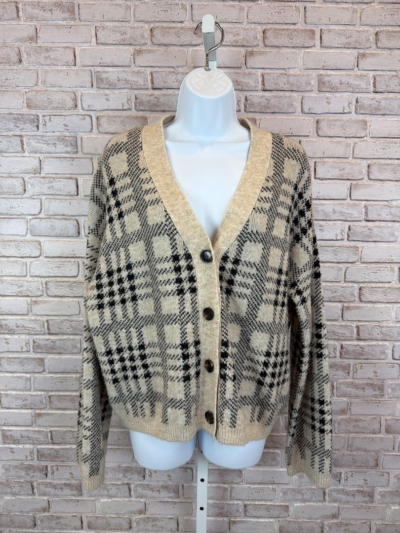 Hailey & Co Cardigan, beige/black, Medium, Used - Good