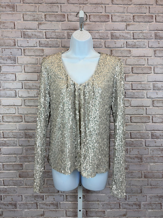 Allison Joy Sequin Shirt, Silver/champagne, XS, Used - Excellent