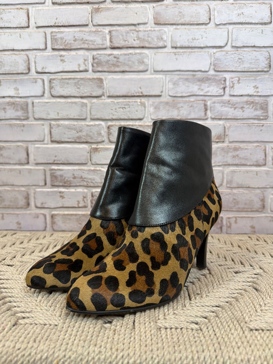 Chicos Calf hair Booties, Black/animal print, 8.5, Used - Excellent