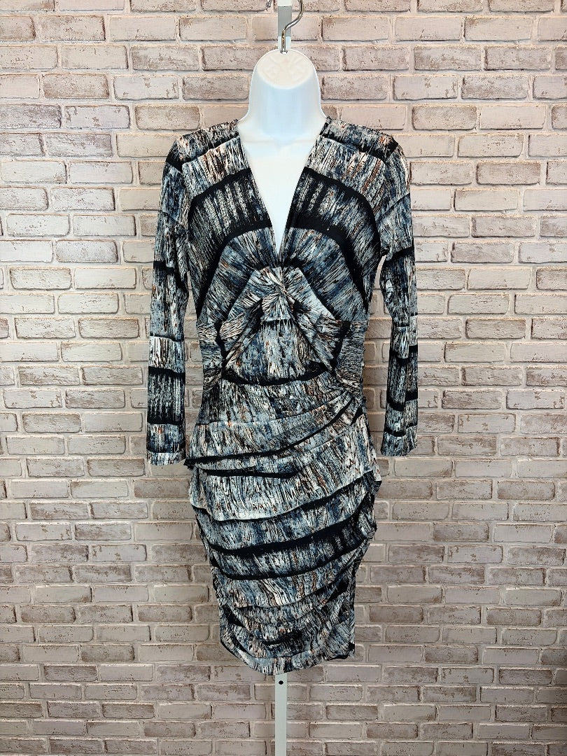 Bcbgmaxazria Dress, Blue multi, Small, Used - Good