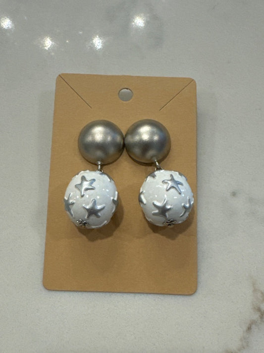 Various Earrings, Grey/white, One Size, Used - Good