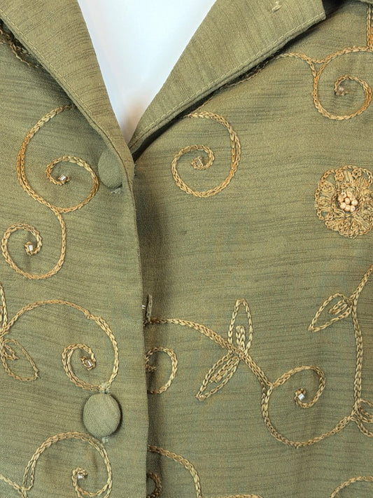 Sarah Elizabeth Embroidered Jacket, Green, 14, Used - Good