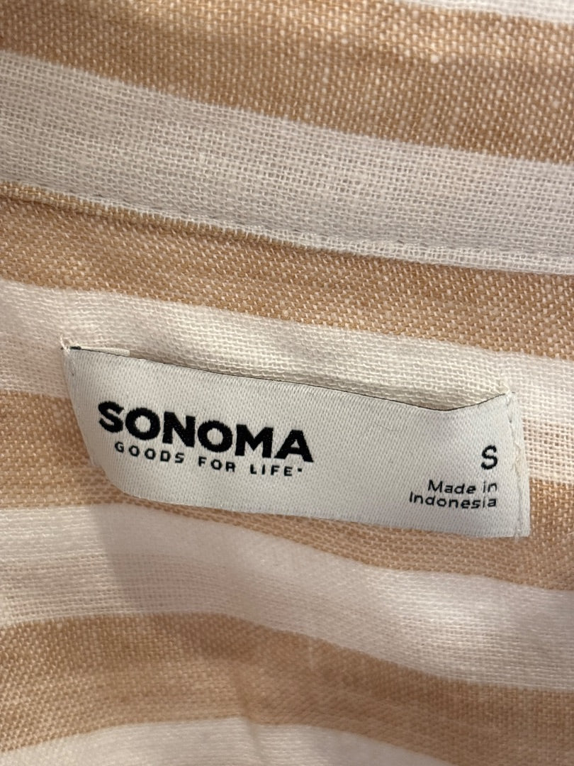 Sonoma Shirt, Beige/white stripes, Small, New With Tags