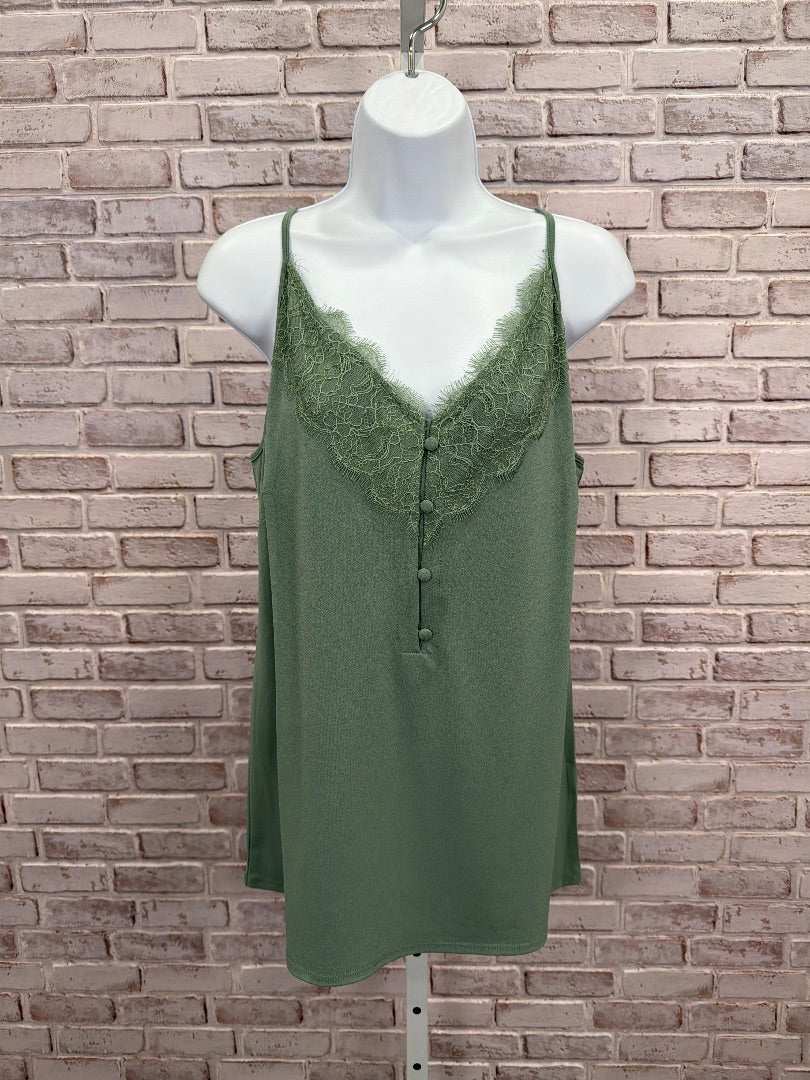 Grace & Lace Tank, Green, Large, Used - Good