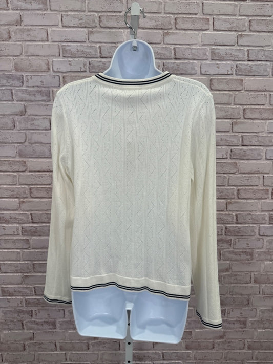 Adrianna Papell Sweater, White/black, Large, New With Tags