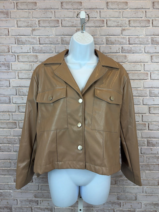 Andree Faux Leather Jacket, Beige, Small, Used - Excellent