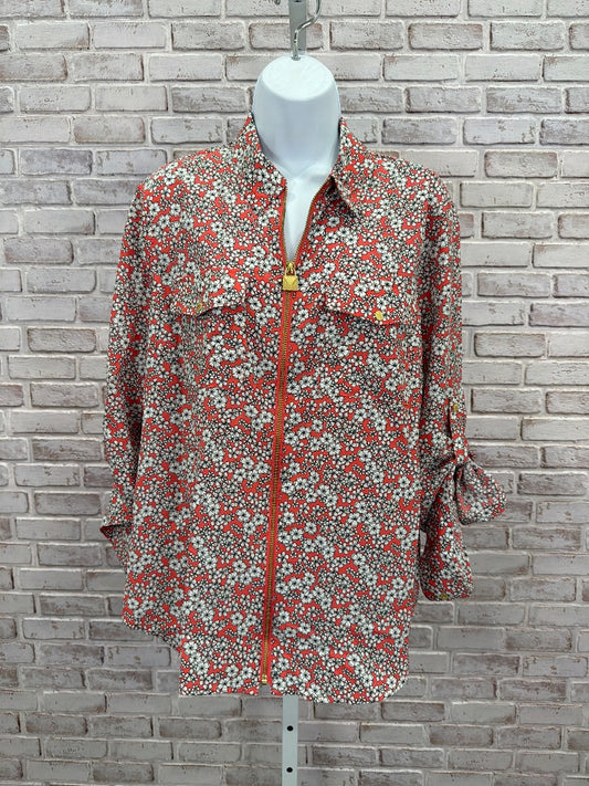 Michael Kors Shirt, red floral, XL, Used - Good
