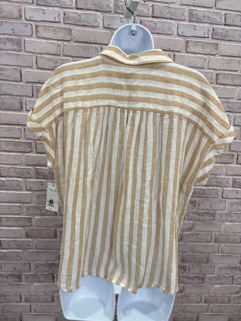 Sonoma Shirt, Beige/white stripes, Small, New With Tags