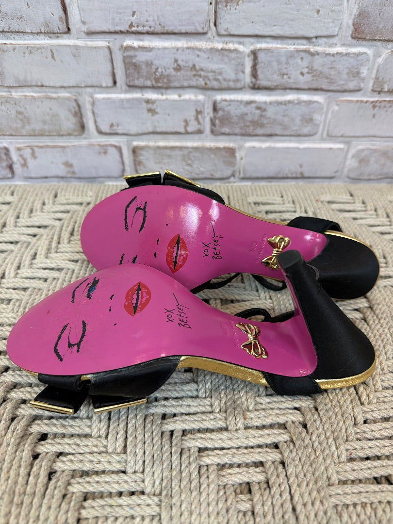 Betsy Johnson Heels, Black/gold, 9, Used - Excellent