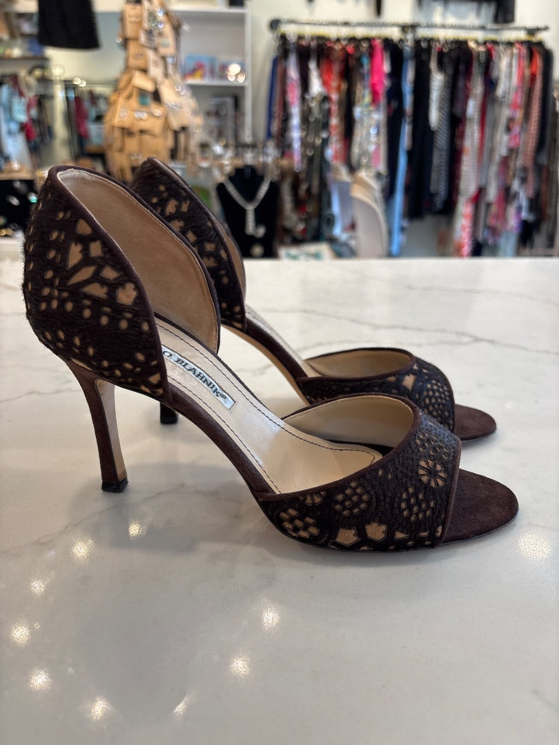 Manolo Blahnik Heels, Brown, 7.5