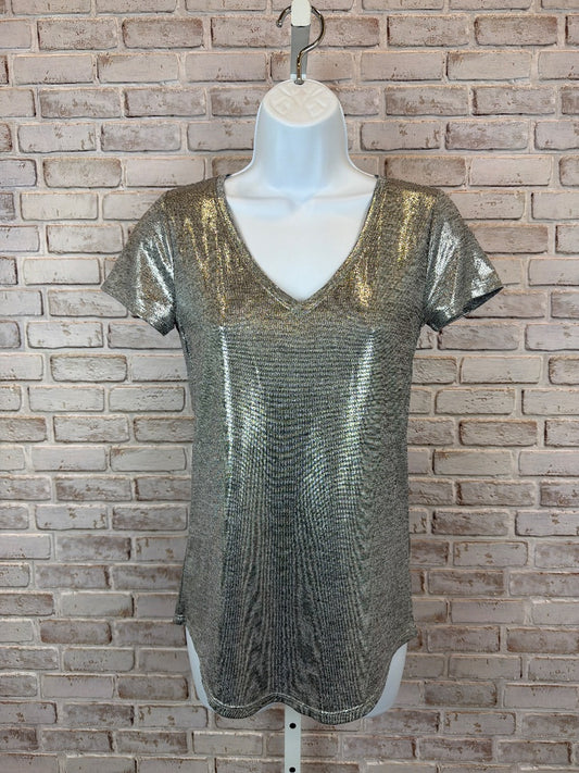 White House Black Market Tee shirt, Silver, XXS, New With Tags