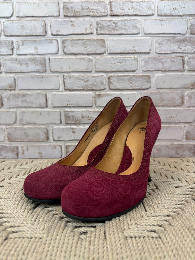 John Fluevog Paris Suede Heels, Maroon, 9.5, Used - Excellent