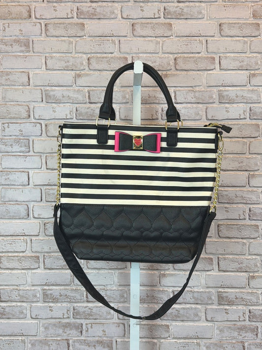Betsy Johnson Black/white stripes Bag - Tote - One Size - Excellent