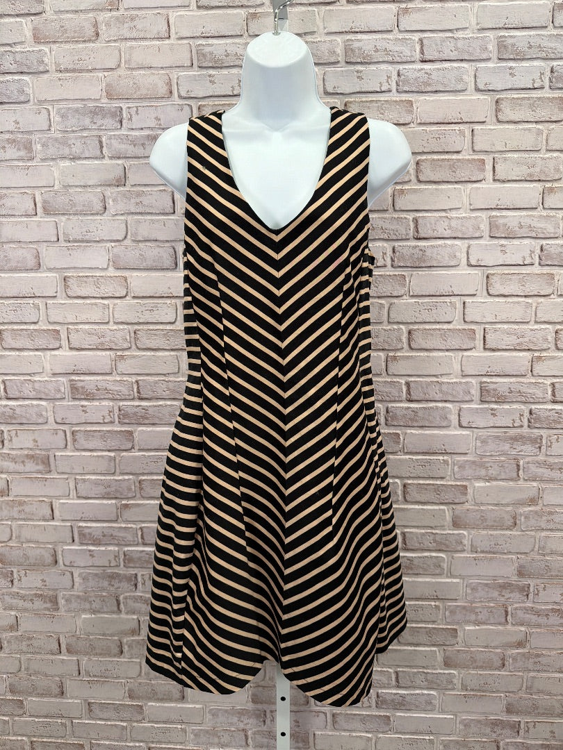 Monteau Dress, black/beige stripes, Medium, Used - Good