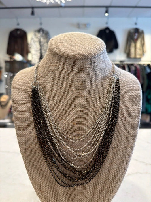 Various Jewelry - Necklace – Various Necklace, Silver/black, One Size, Used - Excellent