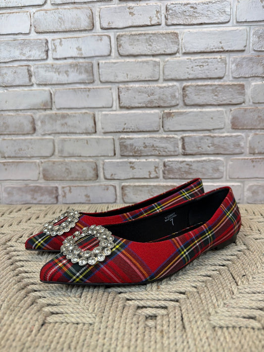 BOG Collective flats, Red plaid, 7, Used - Good