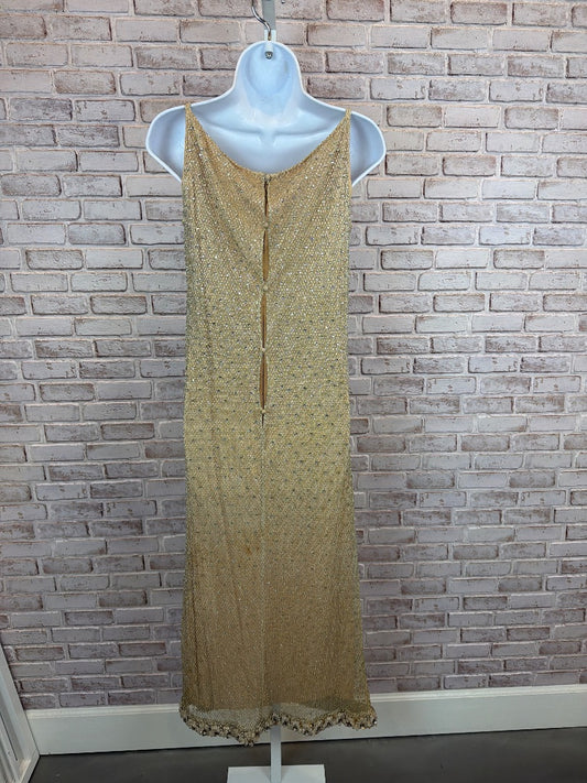 Various Vintage Metallic Micro-mesh Dress, Nude/silver, Small, Used - Good