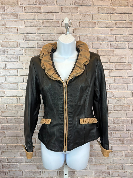 Leather Factory Jacket, Black/beige, XS, Used - Excellent