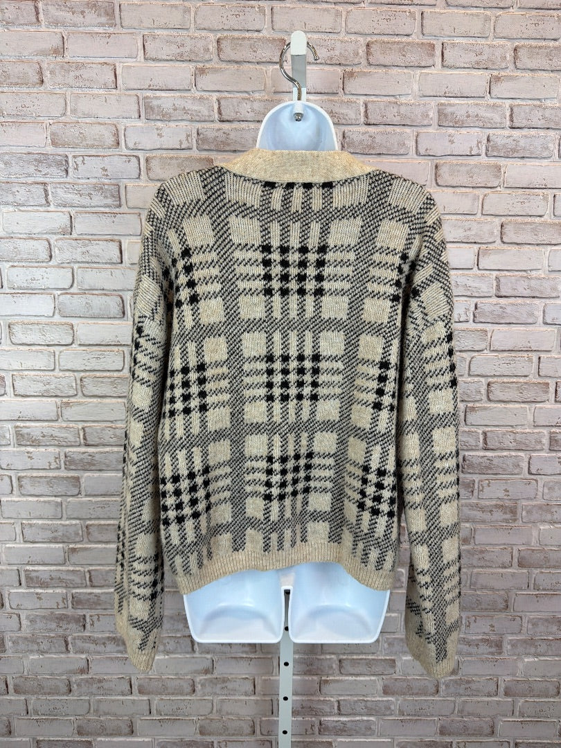 Hailey & Co Cardigan, beige/black, Medium, Used - Good