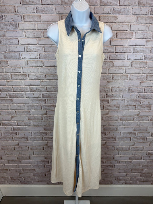 Entro Dress, White/denim, Small, New With Tags